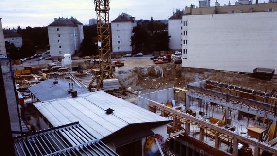 Baustelle Leberstraße, Blick Richtung Hofmannsthalgasse, 1985
