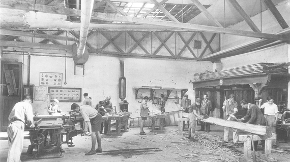 Staatsgewerbeschule Schellinggasse_Expositur Leberstraße, Zimmererwerkstätten 1912